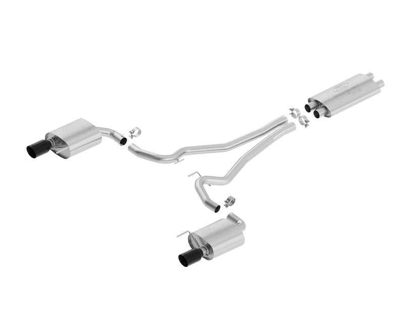 Ford, MUSTANG SPORTS EXHAUST SYSTEM STAINLESS STEEL, WITH BLACK TWIN TAIL PIPES