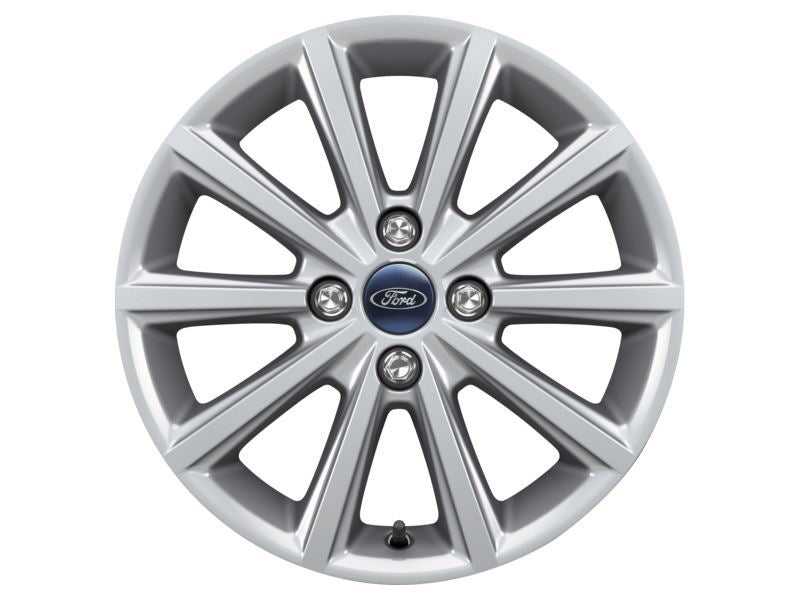 Ford, SET OF 4 FIESTA ALLOY WHEEL 16" 10-SPOKE DESIGN, SPARKLE SILVER 11/2012 - 06/2017