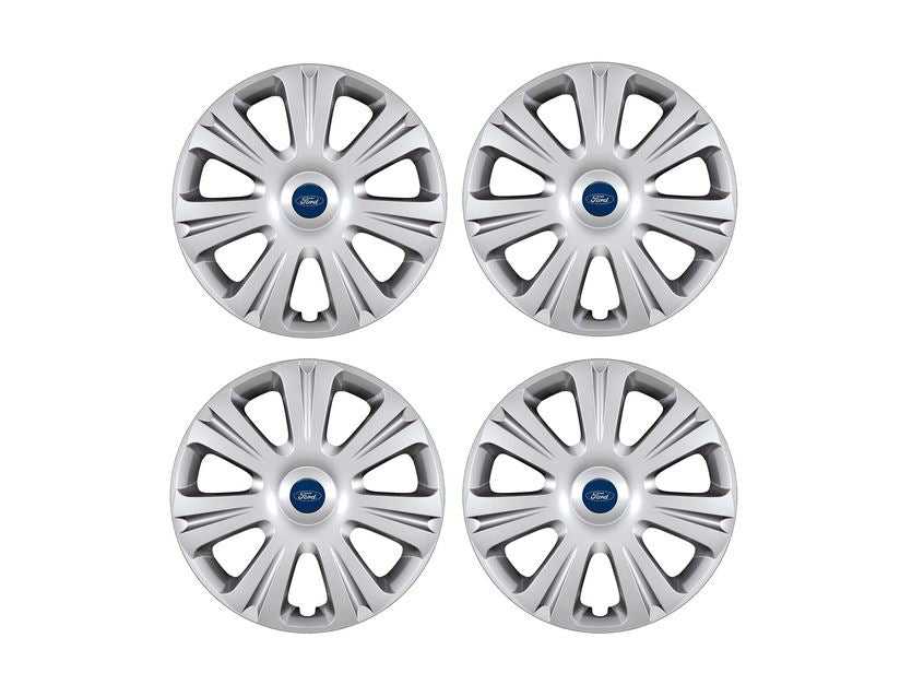 Ford, SET OF 4 SILVER WHEEL COVER TRIMS, FITS 16" STEEL WHEELS