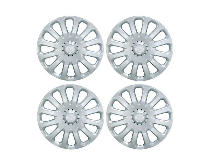 Ford, SET OF 4 WHEEL COVER TRIMS, SILVER, FITS 15" STEEL WHEELS